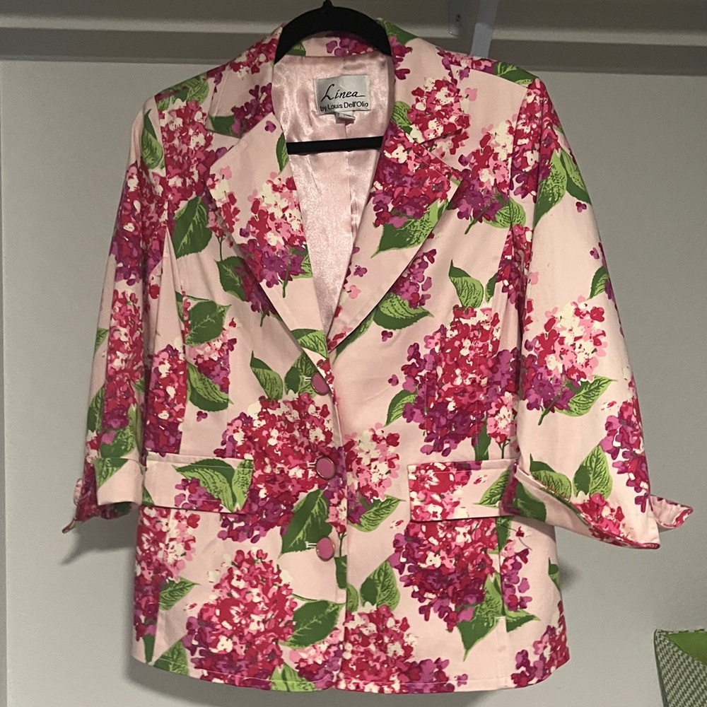 Linea by Louis Dell'Olio Floral Pink and Green Blazer